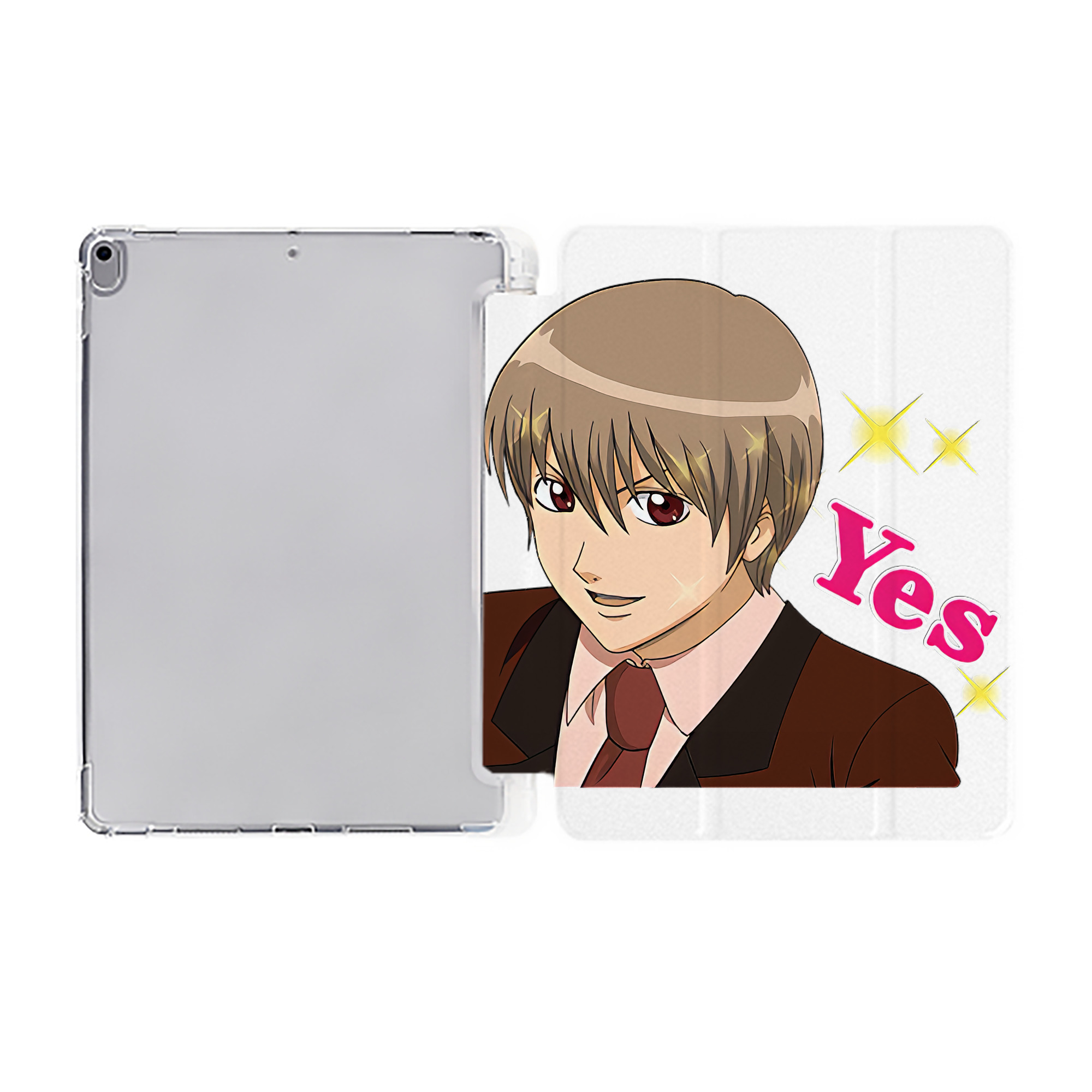 ぎんたま 坂田銀時（さかたぎんとき） 神楽 志村新八（しむら しんぱち） GINTAMA Sakata Gintoki Kagura Shimura Shinpachi IPad ケース ペン収納付き 三つ折りスタンド PUレザー×シリコン 対応機種9.5/10.5/10.9インチ